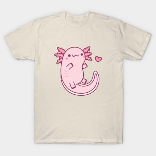 Cute Pink Axolotl Doodle T-Shirt